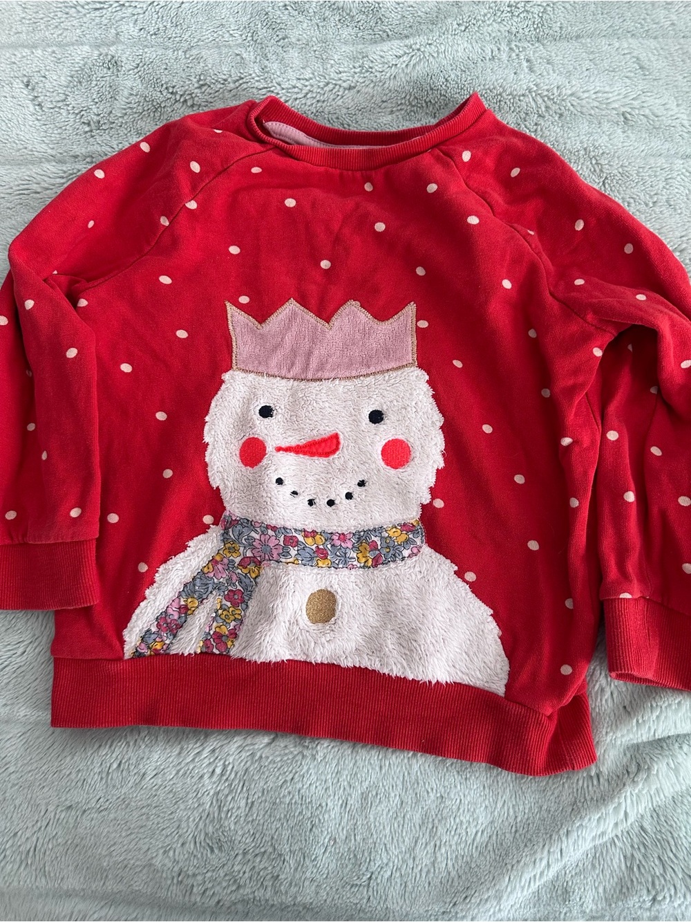 Mini Boden Red Snowman Pullover Sweatshirt